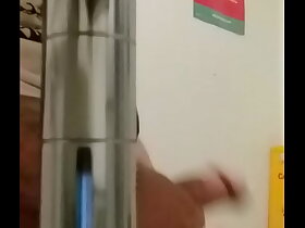 Amateur voyeur video boi jerking off in public at hospital bathroom