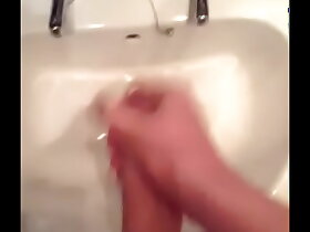 Teen masturbating in bathroom sink