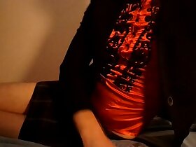 Chinese secretary having fun alone at home