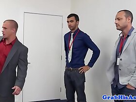 Bondage loving office stud banged by boss