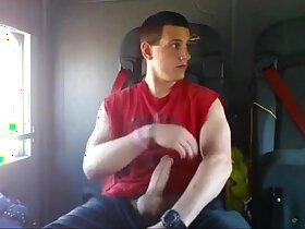 Cumming inside a fire truck