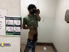 They publish a new porn video of a twink undressing in the city's public bathroom