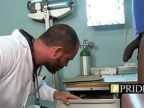 Kinky gay doctor checking royal black rod