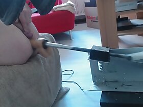 Hard anal machine fuck using cock as a clit makes him cum hard