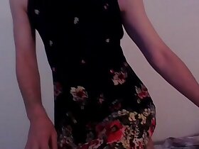 Cute summer dress crossdresser having a good time