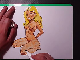 quick marker sketch of a naked sexy girl, blonde