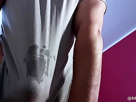 Boy Cums through his Shirt after edging his Wet Dick *Wet Sounds, Whimpering*