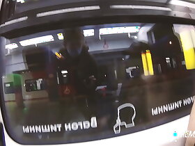 Jerking off naked in the train