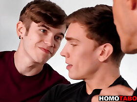 Step daddy has gay sex in the office